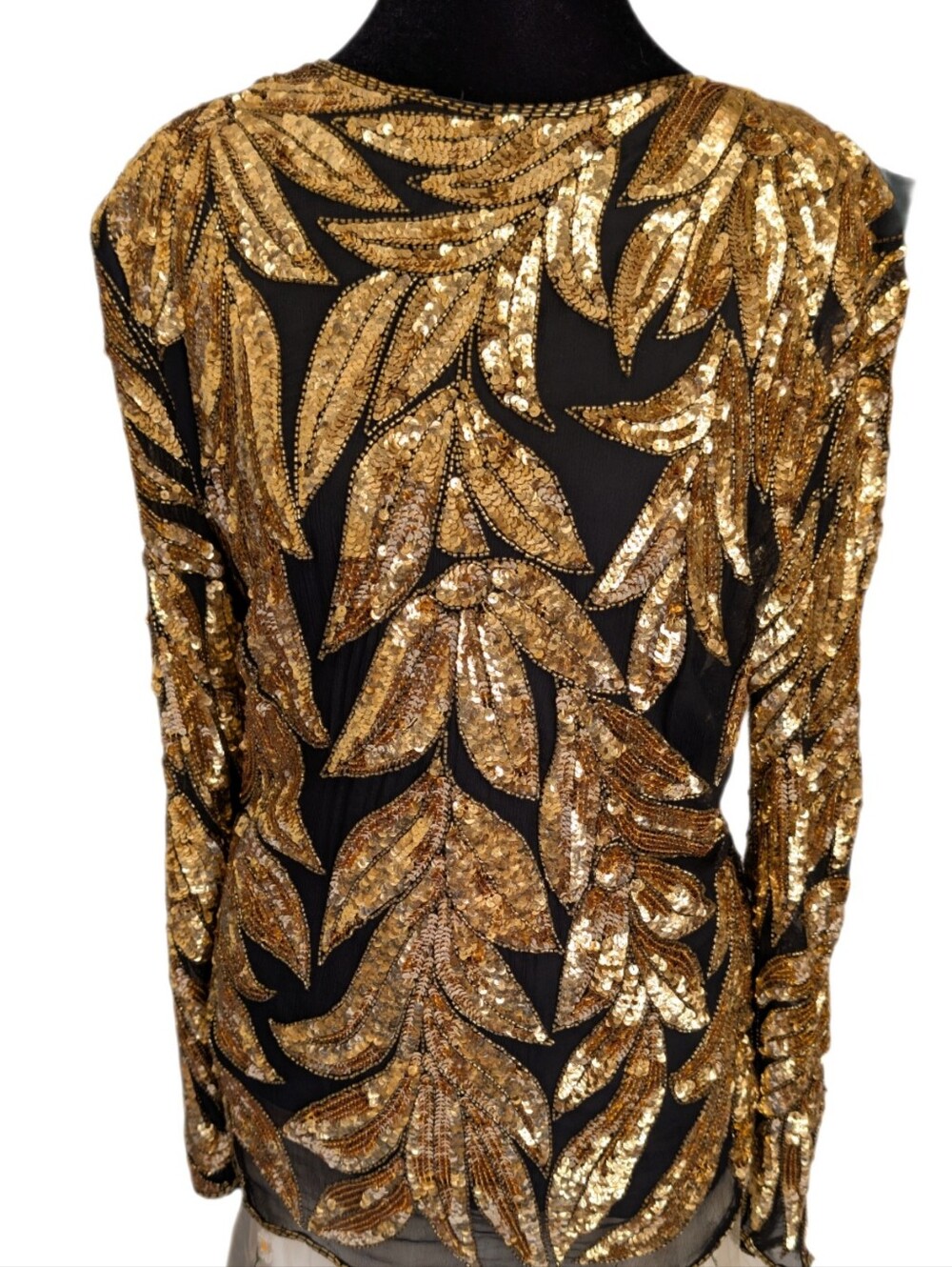 Vintage Swee Lo 100% silk sequin Top size XL whimsigoth vampy 90s